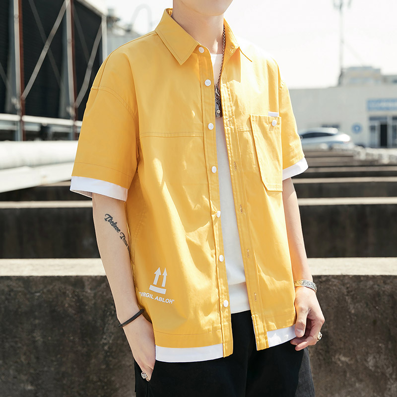 2019 new pattern shirt man Short sleeved Korean Edition Trend handsome Sleeve Net Red shirt student Versatile work clothes Inch shirtin the Men's clothing, Shirt category - from Buy2taobao.com to provide professional Taobao agent buy service