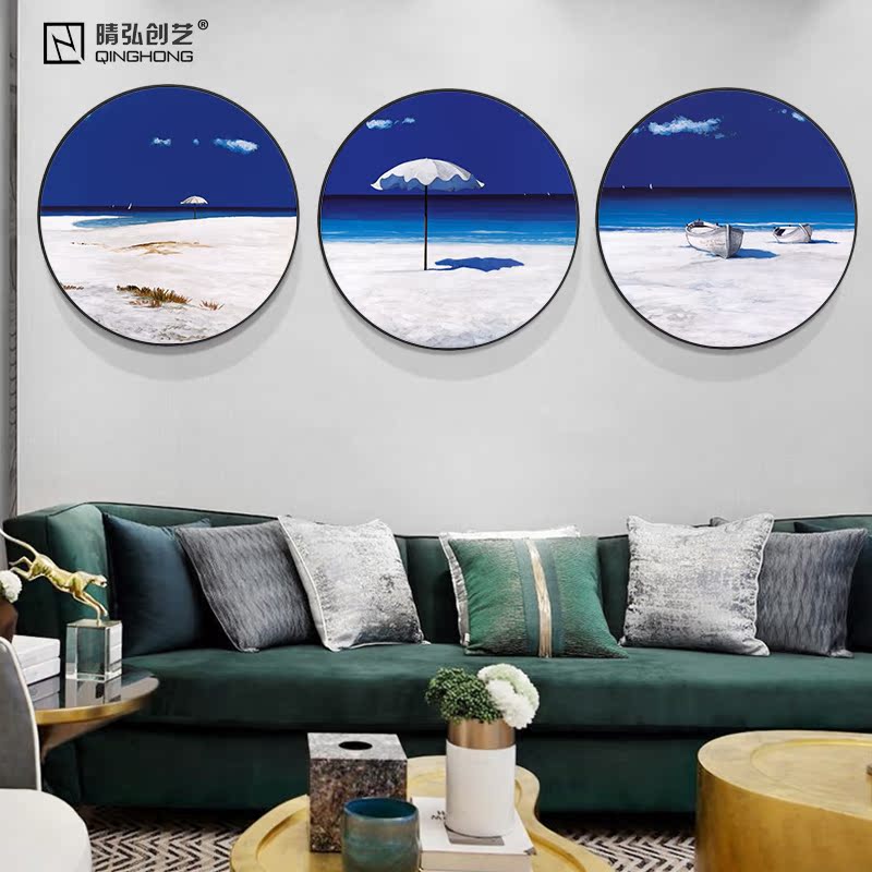 modern Simplicity Mediterranean Sea Scenery Hanging picture solid wood circular Decorative painting bedroom a living room seascape f15fc0d6-2in the Home accessories , Decorative painting , Modern decorative painting category - from Buy2taobao.com to provide professional Taobao agent buy service