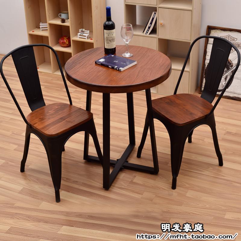 简约铁艺甜品奶茶店桌椅组合三件套休闲阳台小圆桌实木茶几咖啡桌|ruв категории жилой мебели, Таблица класса, обеденный стол - от Buy2taobao.com для оказания профессиональной услуги покупки агента Taobao