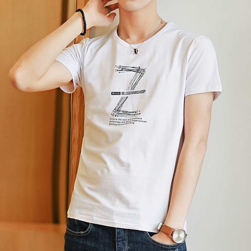 summer new pattern man Short sleeved T-shirt Trend half sleeve clothes 2019 new pattern men's wear white Base coat T-shirtin the Men's clothing, T-shirt category - from Buy2taobao.com to provide professional Taobao agent buy service