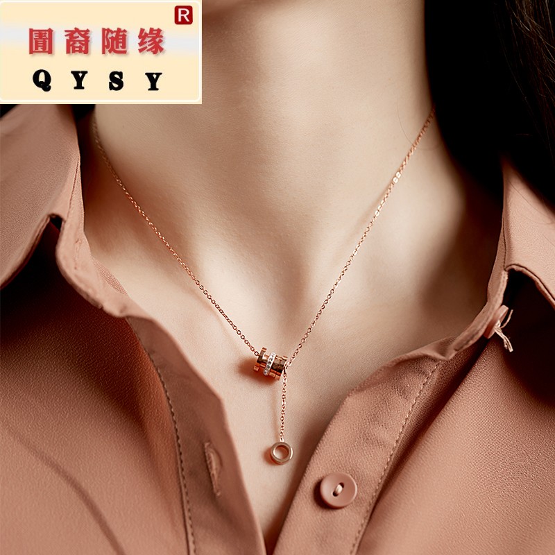 項鏈女潮網紅日式輕奢钛鋼小蠻腰玫瑰彩金鎖骨彈簧小衆簡約在類目 飾品/流行首飾/時尚飾品新, 項鍊中 - 來自Buy2taobao.com提供專業的淘寶代購服務