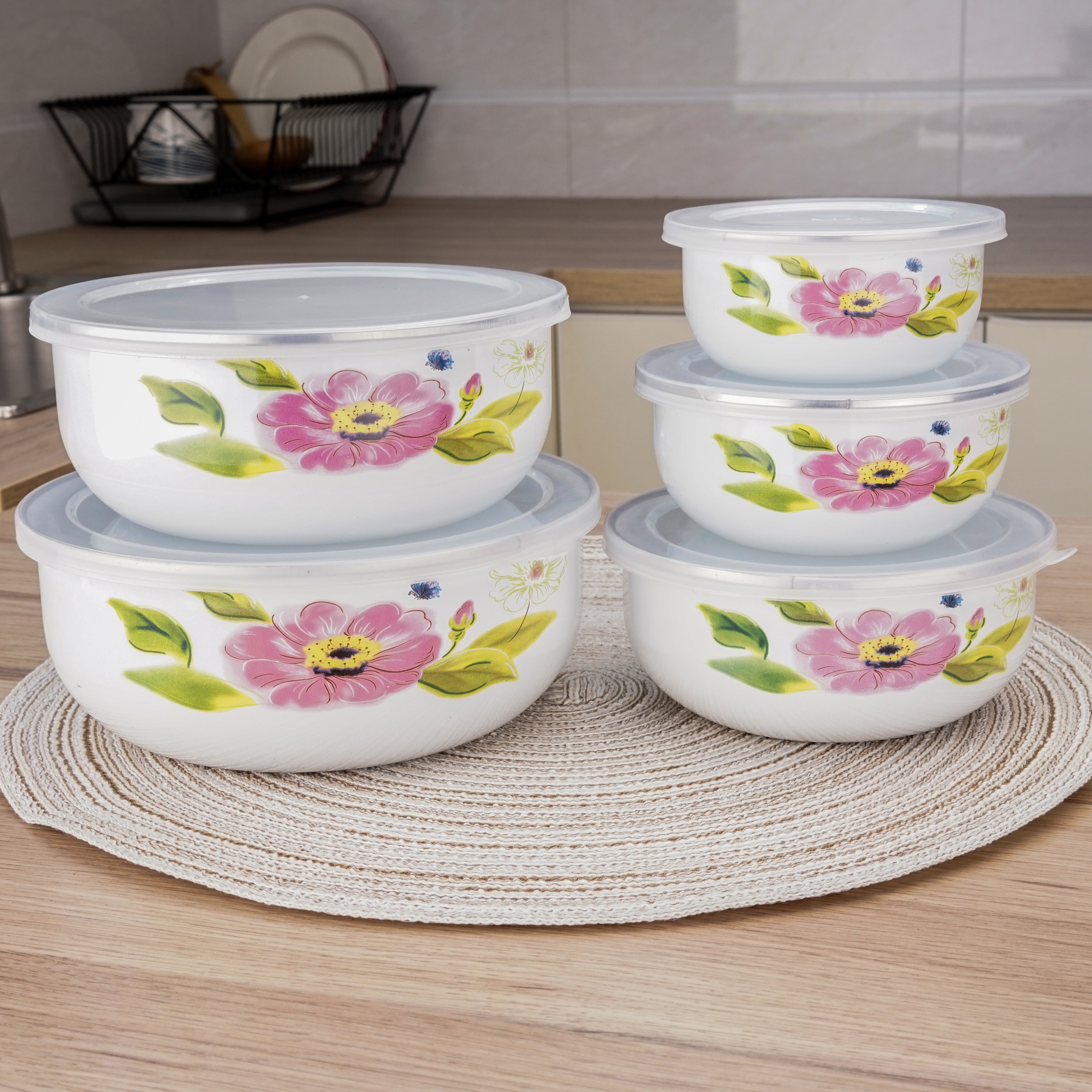 Enamel Enamel Cold storage Fresh Bowl Ice bowl 5 Set of parts Seal the bowl snacks Confection Storage box Export Japan old-fashionedin the Tableware , Fresh container/Fresh Containers , Crisper category - from Buy2taobao.com to provide professional Taobao agent buy service