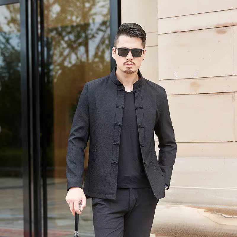 Spring and autumn season Chinese style Middle and old age Long sleeve cotton material jacket middle age frog Tang costume coat Chinese style men's wearin the Men's clothing, National costume category - from Buy2taobao.com to provide professional Taobao agent buy service