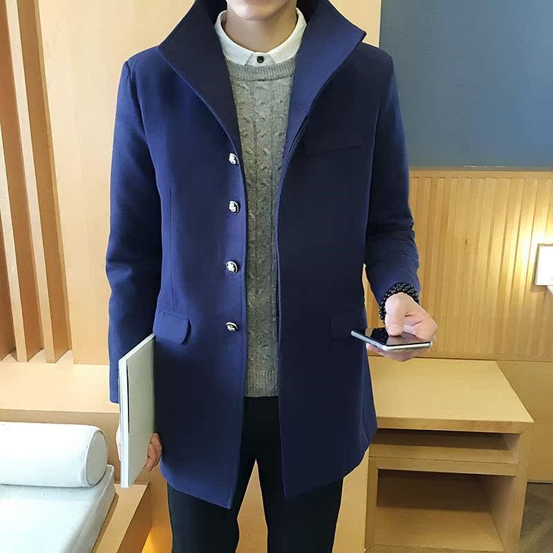 Spring and autumn season man Mid length version handsome Windbreaker Korean Edition Self cultivation woolen coat Youth Stand collar leisure time coatin the Men's clothing, Windbreaker category - from Buy2taobao.com to provide professional Taobao agent buy service