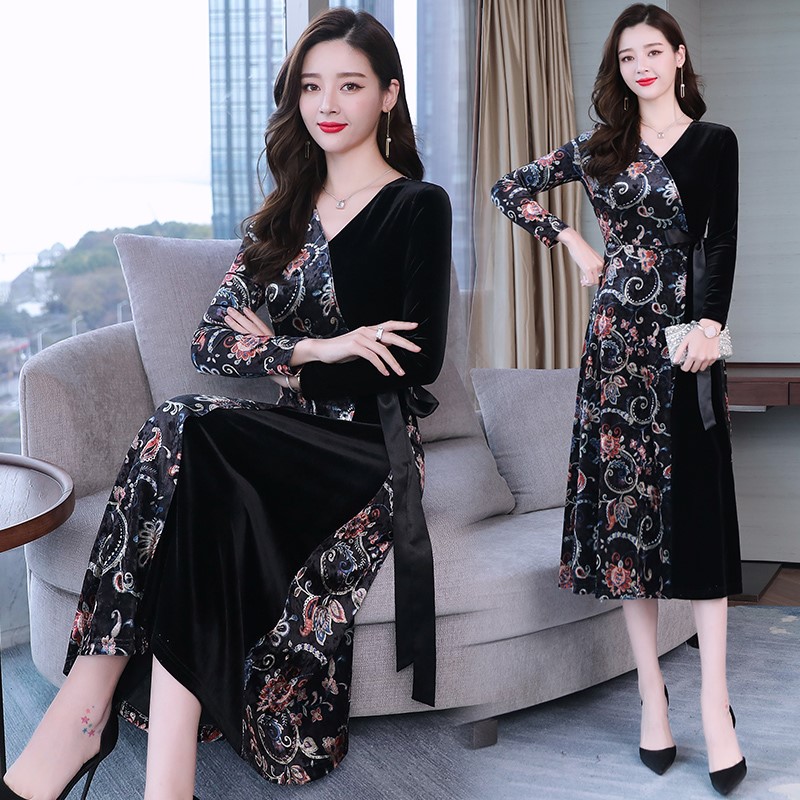 金丝绒连衣裙2019新款贵夫人过膝高贵冬裙打底显瘦气质裙妈妈女装在类目 模玩/动漫/周边/cos/桌游, Cosplay服饰/道具/服务, Cosplay女装中 - 来自Buy2taobao.com提供专业的淘宝代购服务