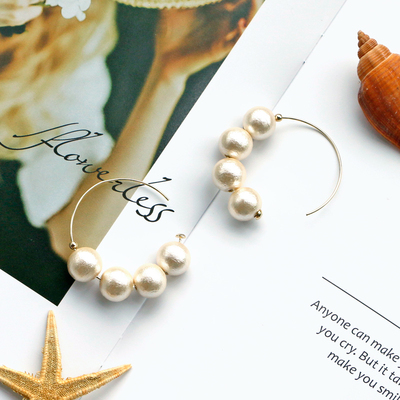 耳环圈圈女冬季款大珍珠超大夸张圆圈网红小香风古秋冬款洛可可