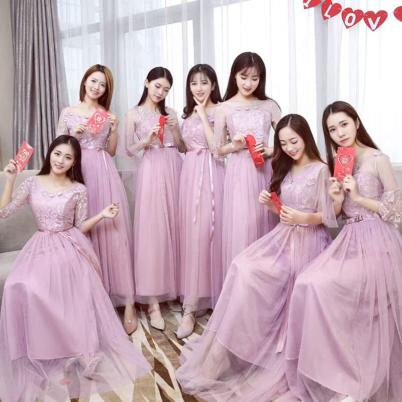 伴娘服长款2019新款韩版秋姐妹裙伴娘团礼服灰色显瘦毕业晚礼服在类目 女装/女士精品, 婚纱/旗袍/礼服, 礼服/晚装中 - 来自Buy2taobao.com提供专业的淘宝代购服务