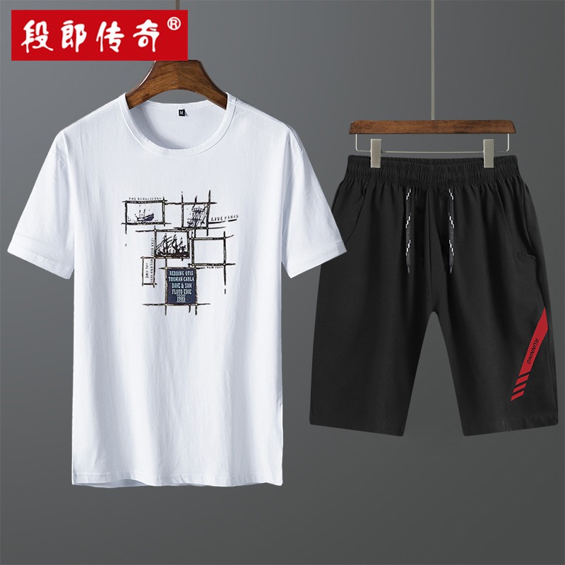 Legend man summer 2019 new pattern Short sleeved Trend handsome Two piece set shorts leisure time motion suitin the Men's clothing, Set , Leisure sports suit category - from Buy2taobao.com to provide professional Taobao agent buy service