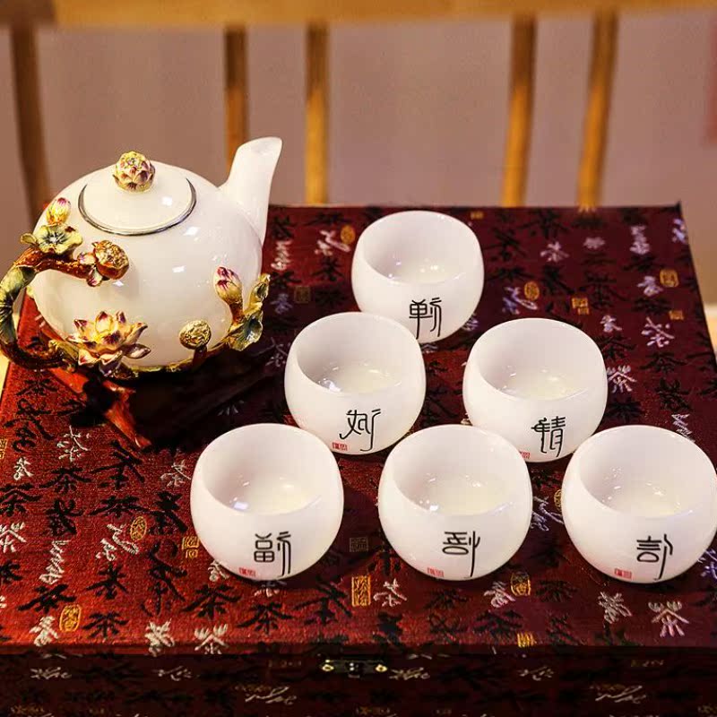 品睿堂 白玉瓷套装精品茶具 珐琅彩白瓷家用茶壶茶杯礼品|ruв категории посуда, чайный сервиз, кунг - Фу, чайный сервиз - от Buy2taobao.com для оказания профессиональной услуги покупки агента Taobao