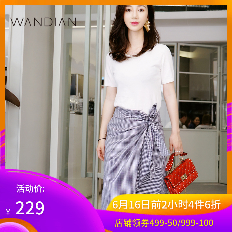 Ms Austin 2019 New products Women's wear Navy Blue lattice skirt Middle-skirt Asymmetry Frenum Women's wear 1182K04471in the Women's clothing/Boutique , Skirts category - from Buy2taobao.com to provide professional Taobao agent buy service
