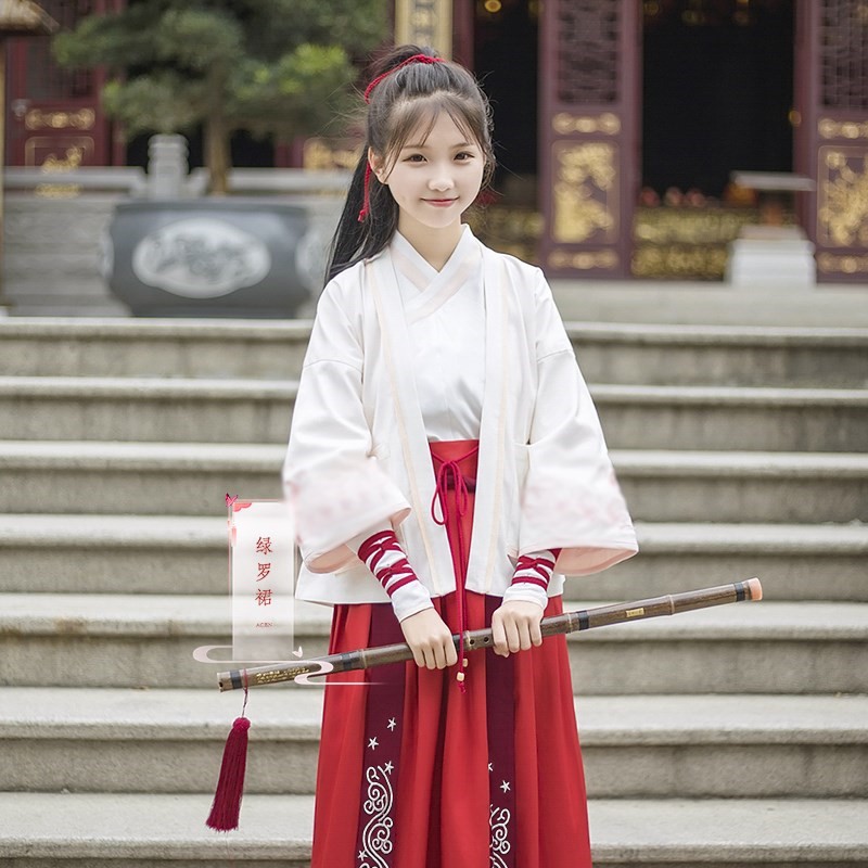 绿罗 初遇汉元素改良汉服女红色日常中国风武侠秋冬交领套装刺绣|ruв категории Женская одежда, костюм/национальная одежда/театр костюм, национальная одежда/этап погрузки - от Buy2taobao.com для оказания профессиональной услуги покупки агента Taobao