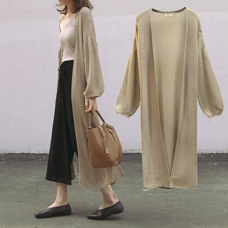summer Korean Edition Borneol Thin section Mid length version Lazy Split ends bishop sleeve Sunscreen knitting Cardigan coatin the Women's clothing/Boutique , Sweaters category - from Buy2taobao.com to provide professional Taobao agent buy service