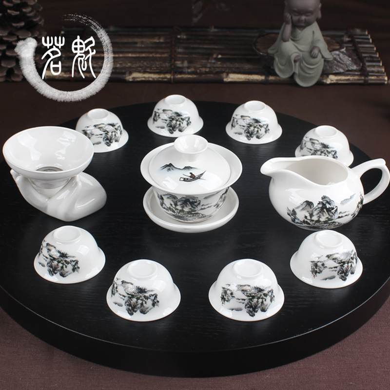 【送茶巾】陶瓷功夫茶具套装茶壶盖碗茶杯整套青花泡茶器家用特价在类目 餐饮具, 茶具, 功夫茶具中 - 来自Buy2taobao.com提供专业的淘宝代购服务