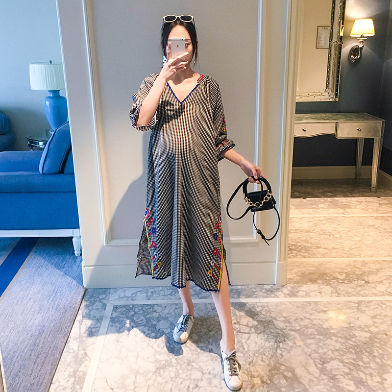 孕妇连衣裙夏季短袖时尚中长款大码民族风夏天裙子孕妇装夏装上衣|ruв категории Всё для беременных и кормящих, материнство, платье - от Buy2taobao.com для оказания профессиональной услуги покупки агента Taobao