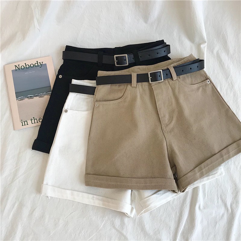 Paige Curling denim shorts 2018 Korean Edition port Versatile Show thin student Wide leg pants Hot pants beltin the Women's clothing/Boutique , Pants , Casual pants category - from Buy2taobao.com to provide professional Taobao agent buy service