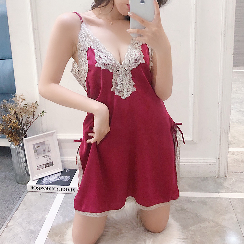 紫艾莎睡衣女性感开叉冰丝露背吊带睡裙春秋V领女士家居服薄款夏在类目 女士内衣/男士内衣/家居服, 睡裙中 - 来自Buy2taobao.com提供专业的淘宝代购服务