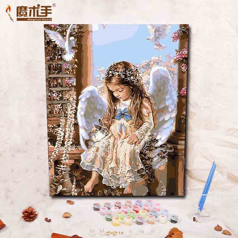 【魔术手】 diy数字油画 客厅美式人物大幅手绘装饰画 天使的等待在类目 家居饰品, 装饰画, DIY/数字油画中 - 来自Buy2taobao.com提供专业的淘宝代购服务