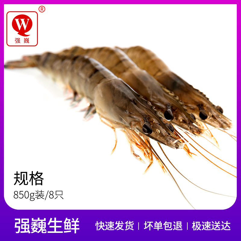 强巍越南黑虎虾1000g8只大对虾活冻老虎虾九节虾海鲜水产鲜活海虾|ruв категории водной мясо/свежие фрукты и овощи/еда, морепродукты/водные продукты/изделия, креветки, замороженные креветки - от Buy2taobao.com для оказания профессиональной услуги покупки агента Taobao