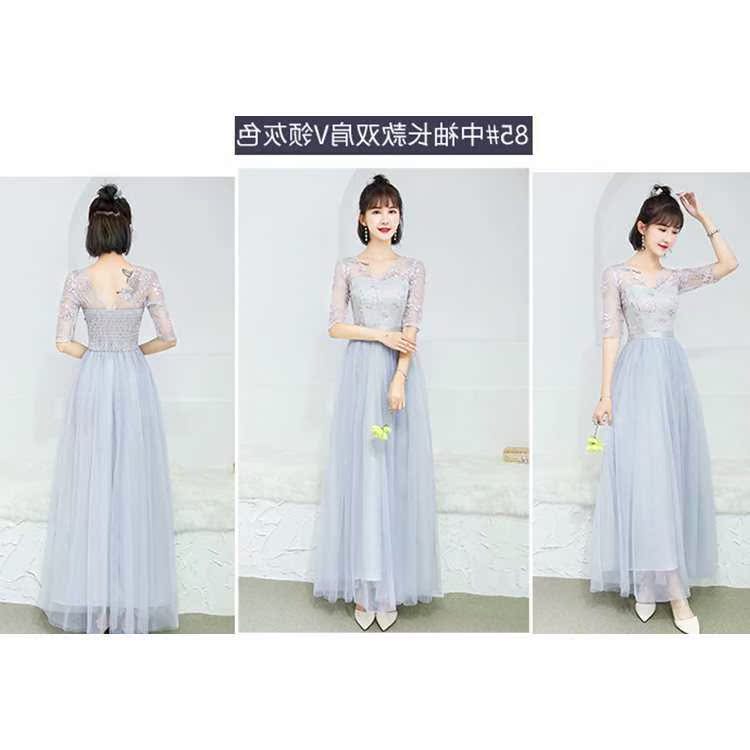 高档伴娘礼服女2018新款韩版姐妹团伴娘服长款灰色显瘦一字肩现货|ruв категории Женская одежда, Cвадебные платья, платье/вечернее платье - от Buy2taobao.com для оказания профессиональной услуги покупки агента Taobao