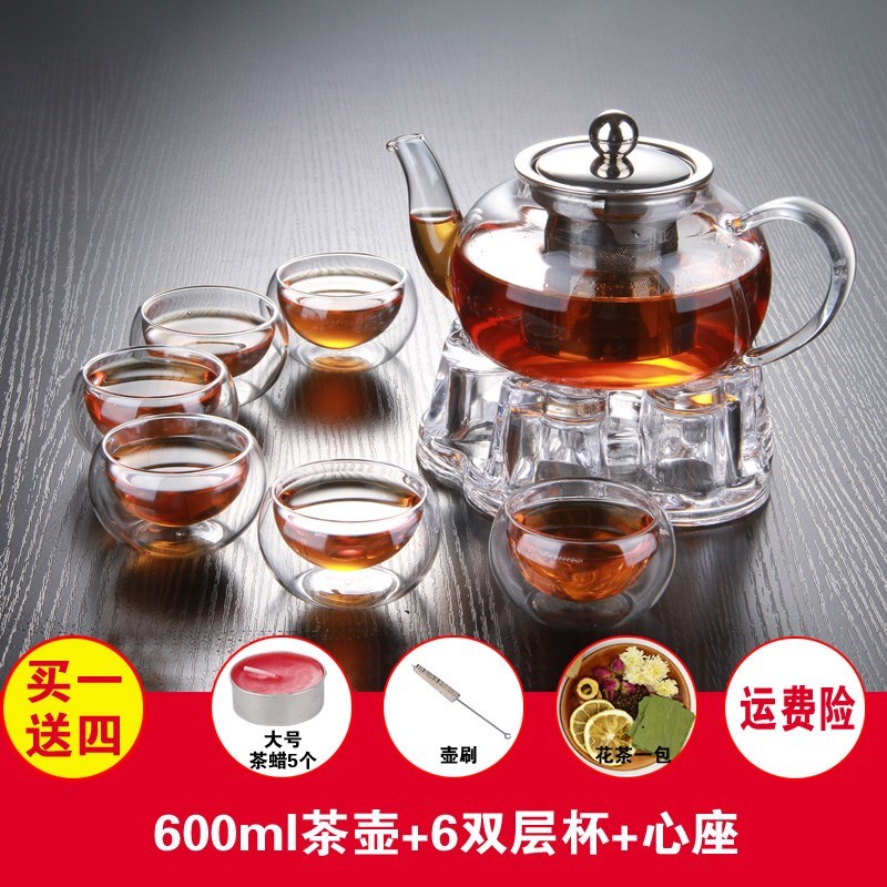 耐热玻璃花茶壶功夫红茶具过滤家用泡茶杯子冲茶器6只装套装在类目 餐饮具, 茶具, 茶壶中 - 来自Buy2taobao.com提供专业的淘宝代购服务