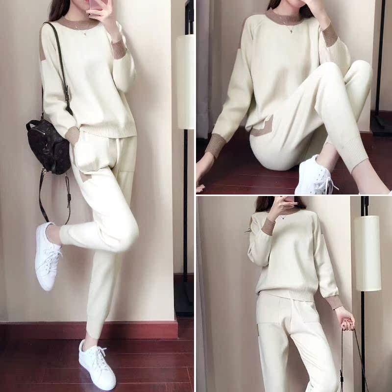 2018春秋季新款韩版休闲显瘦针织学生套装女春装运动服时尚两件套在类目 女装/女士精品, 套装/学生校服/工作制服, 休闲运动套装中 - 来自Buy2taobao.com提供专业的淘宝代购服务