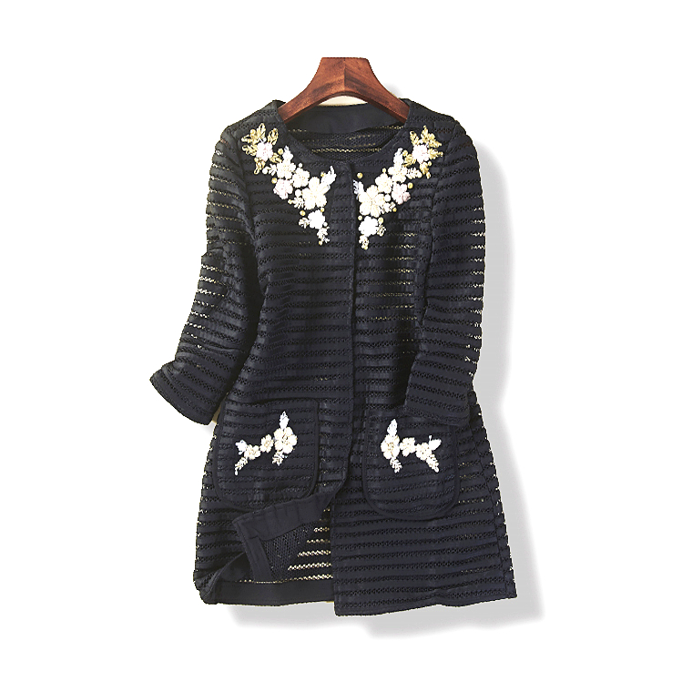 14817 Spring new pattern Women's wear Korean Edition Hollow Three-dimensional embroidery Flower Nail bead Mid length version coat March 7thin the Women's clothing/Boutique , Jacket category - from Buy2taobao.com to provide professional Taobao agent buy service