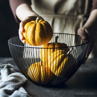 北欧铁艺水果篮客厅家用零食桌面收纳篮水果盆干果盘储物筐厨房