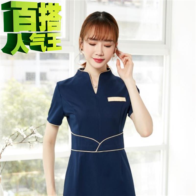 新款夏季美容师工作服连衣裙短袖美容院服装44显瘦修身薄服装女大|ruв категории Женская одежда, костюм/студенты школьную форму/обмундирования, профессионального женский костюм - от Buy2taobao.com для оказания профессиональной услуги покупки агента Taobao