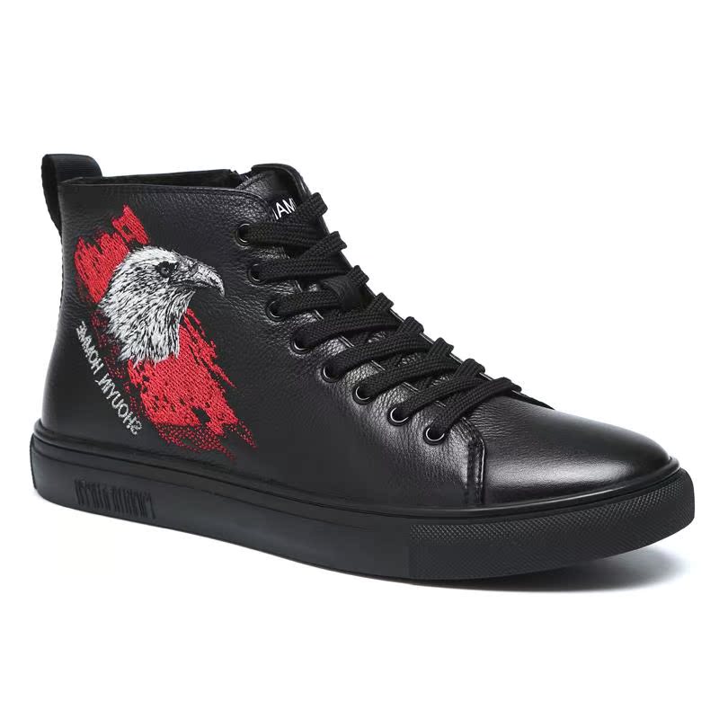 Europe station high-grade Europe station Gaobang skate shoes Spring genuine leather Casual shoes black Embroidery High state shoes manin the Men's Shoes, High shoes category - from Buy2taobao.com to provide professional Taobao agent buy service