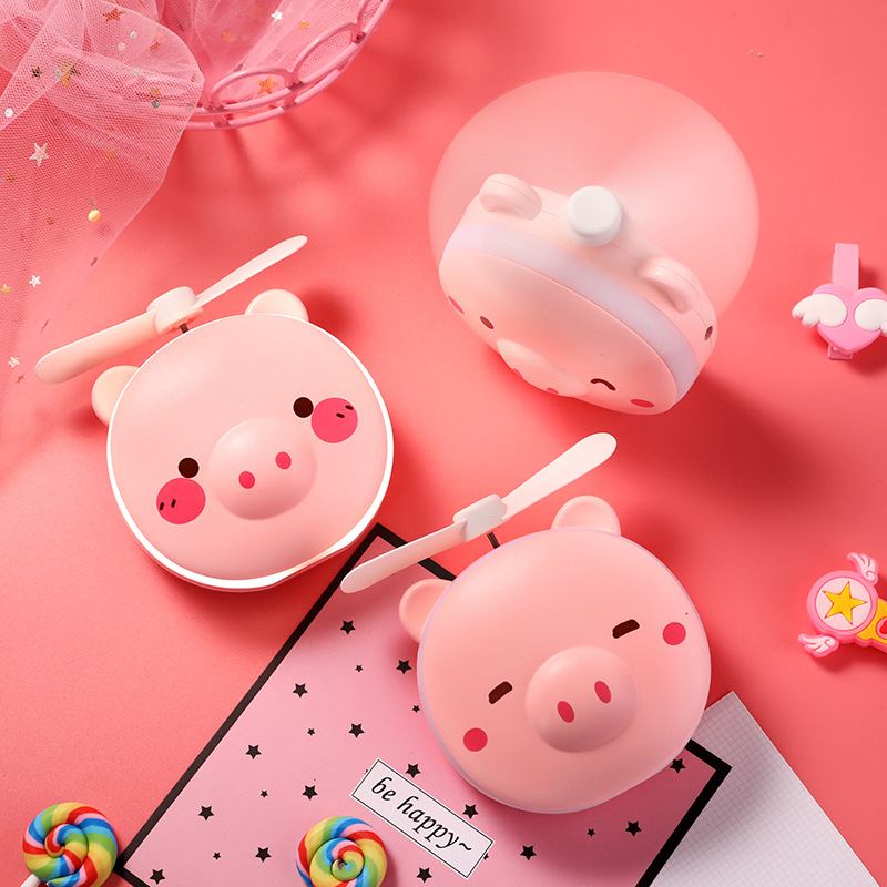 Piggy Beauty Mirror pocket Fan usb charge Mini Hand-held fan led Cosmetic mirror Small fanin the 3C Digital Accessories, USB Computer Peripherals , USB Fan category - from Buy2taobao.com to provide professional Taobao agent buy service