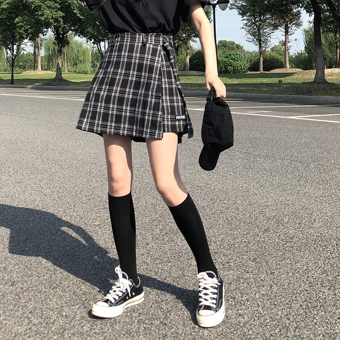 网红格子高腰显瘦半身裙女夏季新款2019韩版裙裤不规则短裤裙子潮在类目 女装/女士精品, 半身裙中 - 来自Buy2taobao.com提供专业的淘宝代购服务