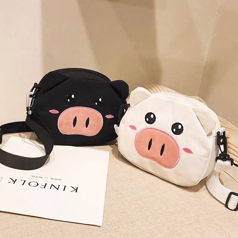 summer 2019 new pattern Like a breath of fresh air Cartoon lovely Pig Inclined shoulder bag student Versatile leisure time canvas The single shoulder bagin the Leather/Lady bags/Men's bag, Card package category - from Buy2taobao.com to provide professional Taobao agent buy service