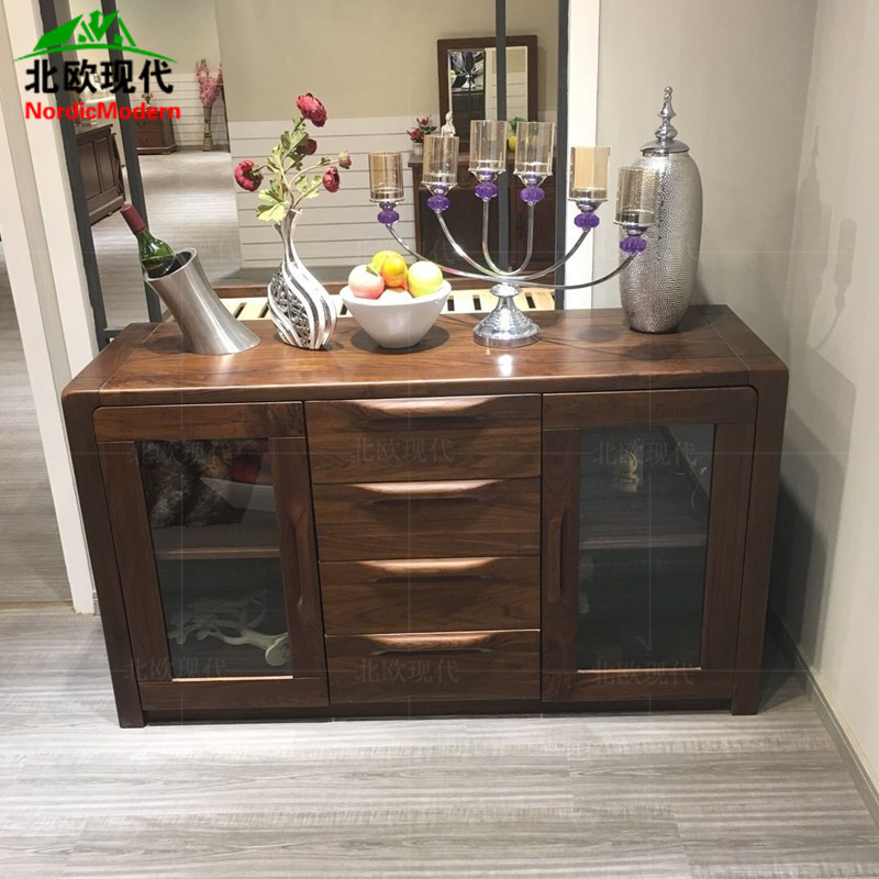 North America All black Walnut Sideboard All solid wood Wine cabinet Double Door Storage Dishes disc Drawers furniturein the Residential furniture , Cabinet , Sideboard category - from Buy2taobao.com to provide professional Taobao agent buy service