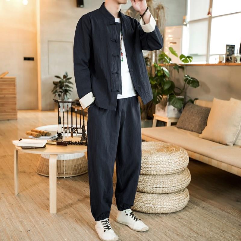 侨楚服饰邦彦伊人中国风唐装休闲盘扣中式居士服男士宽松汉服套装在类目 男装, 民族服装中 - 来自Buy2taobao.com提供专业的淘宝代购服务