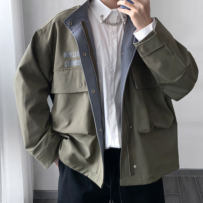 Freckles Menswear Korean Edition letter printing three-dimensional pocket Hit color Easy coat 2-colorin the Men's clothing, Jacket category - from Buy2taobao.com to provide professional Taobao agent buy service