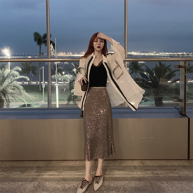 Great Yuan With skirt 2019 Mid length version Sparkling Half skirt Starship Sequins Skirtin the Women's clothing/Boutique , Skirts category - from Buy2taobao.com to provide professional Taobao agent buy service