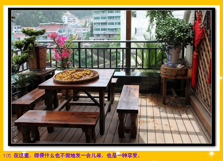 Farm Small courtyard Rooftop Sun room Ming and Qing furniture rural solid wood Carbonize Anticorrosive wood outdoors Tables and chairs Square table Fangdengin the Residential furniture , Outdoor/Patio furniture , Chairs Kit category - from Buy2taobao.com to provide professional Taobao agent buy service
