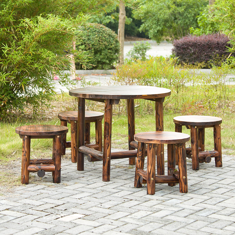 household Five-piece Idyllic village Farm Agritainment decorate outdoor solid wood Small round table courtyard outdoors stoolin the Residential furniture , Furniture , Restaurant Furniture , Dining table+Chair category - from Buy2taobao.com to provide professional Taobao agent buy service