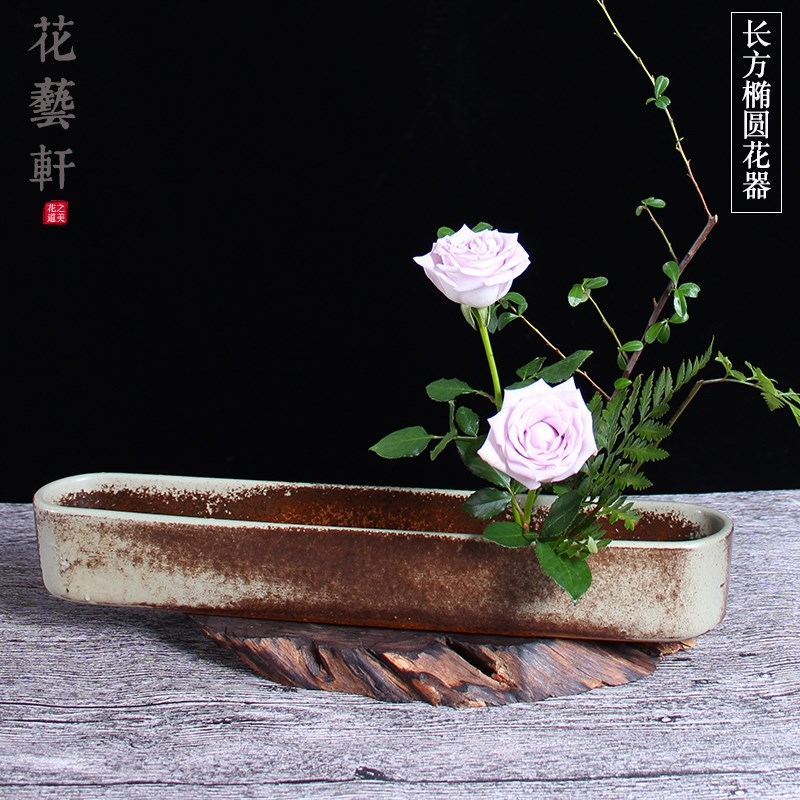 仿旧细长椭圆创意花盆中日式剑山插花花器清仓包邮小原流禅意花道|ruв категории Домашний быт, ваза/цветок/искусственные цветы/моделирование украшения, цветок/ваза, горшок - от Buy2taobao.com для оказания профессиональной услуги покупки агента Taobao