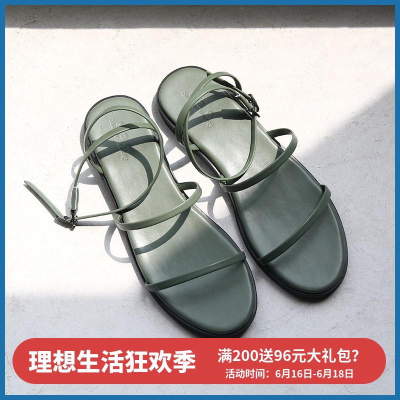 自然卷2019夏季新款网红韩版仙女风ins交叉绑带一字带平底凉鞋女|msdalam kategori Kasut wanita, Sandal - dari Buy2taobao.com untuk memberikan perkhidmatan ejen Taobao profesional membeli