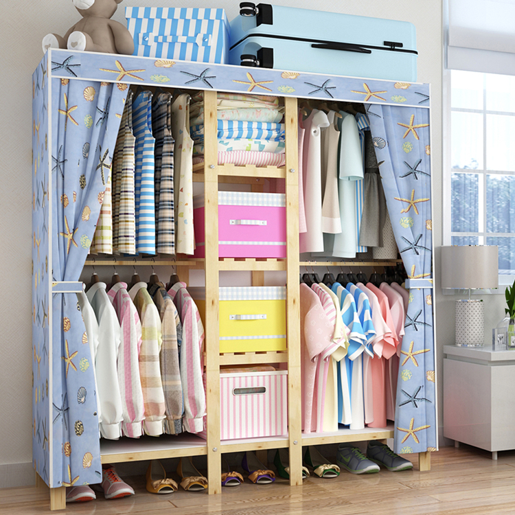 2019 new pattern simple and easy Fabric art cotton 135 Cloth wardrobe woodiness reinforce oxford cotton solid wood Wardrobein the Residential furniture , Cabinet , Simple wardrobe category - from Buy2taobao.com to provide professional Taobao agent buy service