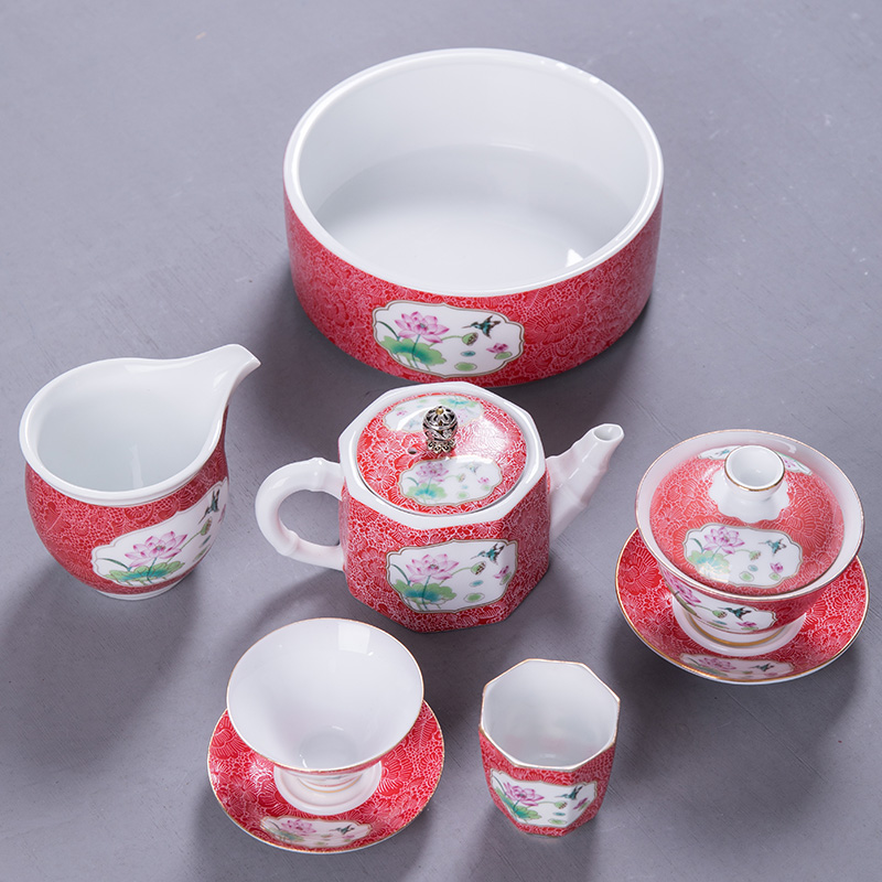 Enamel ceramics tea set suit household Kungfu Online tea set a complete set Simplicity Make tea Cover bowl teacup teapotin the Tableware , Tea set , Kung Fu Tea category - from Buy2taobao.com to provide professional Taobao agent buy service