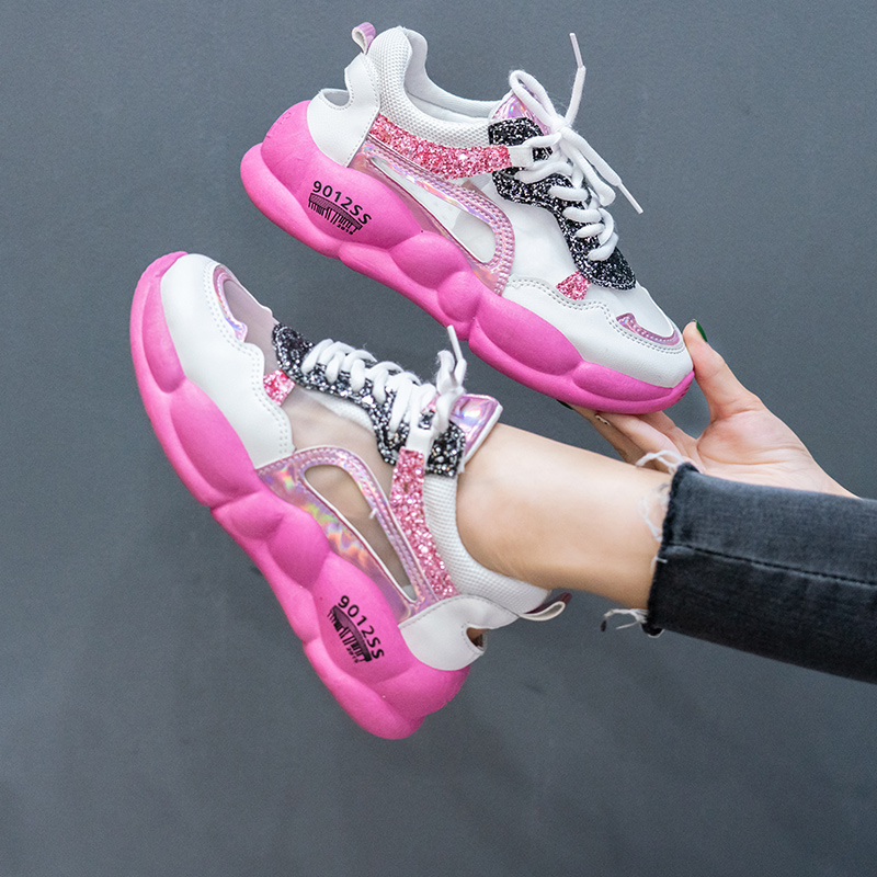 Women's shoes 2019 new pattern summer Versatile Sequins Jacobs Hollow ventilation Increase The thickness of the bottom Diddy ins tidein the Women's Shoes, Low shoes category - from Buy2taobao.com to provide professional Taobao agent buy service