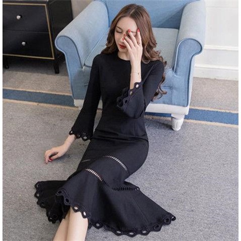 气质袖黑色中长款修身包臀鱼尾连衣裙2019女春收腰打底裙在类目 户外/登山/野营/旅行用品, 户外服装, 户外休闲衣裤, 户外休闲裤中 - 来自Buy2taobao.com提供专业的淘宝代购服务
