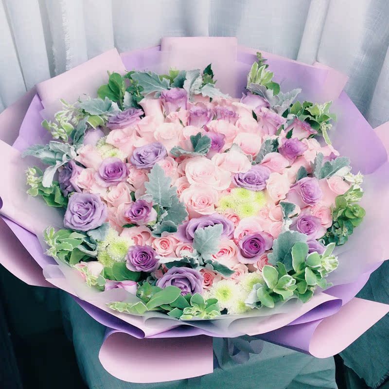重庆鲜花速递店同城配送七夕情人节小清新99枝玫瑰配进口花|ruв категории доставка цветов/цветок моделирования/растения садоводства, доставка цветов (город) - от Buy2taobao.com для оказания профессиональной услуги покупки агента Taobao