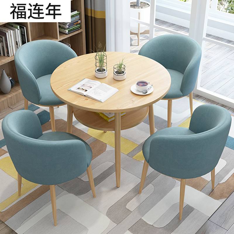 洽談桌椅組合奶茶店鋪接待會客休閑簡約小圓桌咖啡廳壹桌四椅在類目 商業/辦公傢俱, 辦公傢俱, 辦公桌, 會議桌中 - 來自Buy2taobao.com提供專業的淘寶代購服務