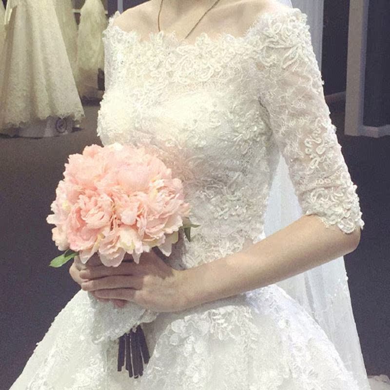 婚纱礼服新款2019韩版肩长袖拖尾蕾丝修身大码齐地婚纱轻|ruв категории Женская одежда, Cвадебные платья, свадебное платье - от Buy2taobao.com для оказания профессиональной услуги покупки агента Taobao