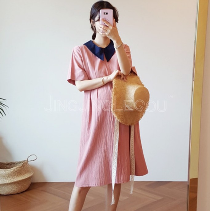2019夏季韩国代购孕妇装显瘦辣妈棉麻透气娃娃领翻领哺乳连衣裙|msdalam kategori Bekalan Ibu / Ibu / Pemakanan, bersalin, pakaian - dari Buy2taobao.com untuk memberikan perkhidmatan ejen Taobao profesional membeli