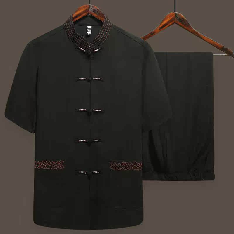 过寿寿宴中老年男式唐服父亲节红色唐装男夏季汉服2019复古短袖在类目 男装, 民族服装中 - 来自Buy2taobao.com提供专业的淘宝代购服务