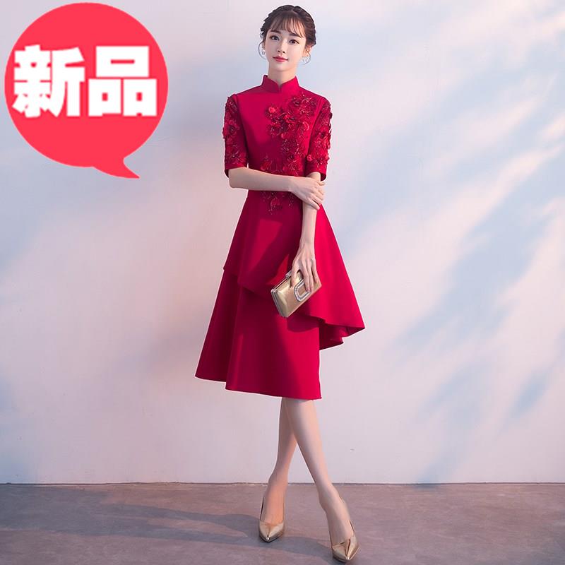 bride after marriage 2018 new pattern Spring and summer gules Mid length version Get married back Dress skirtin the Women's clothing/Boutique , Wedding/Cheongsam/Formal dress , Formal dress/Evening category - from Buy2taobao.com to provide professional Taobao agent buy service